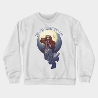 Halloween zimbie bride sitting on a grave stone in the moonlit forest over the graveyard. Crewneck Sweatshirt